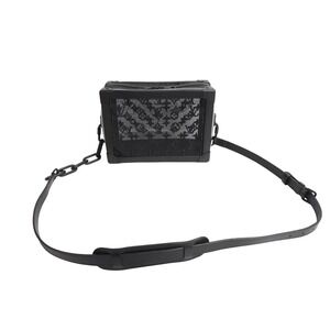 LOUIS VUITTON shoulder bag soft trunk mesh leather black